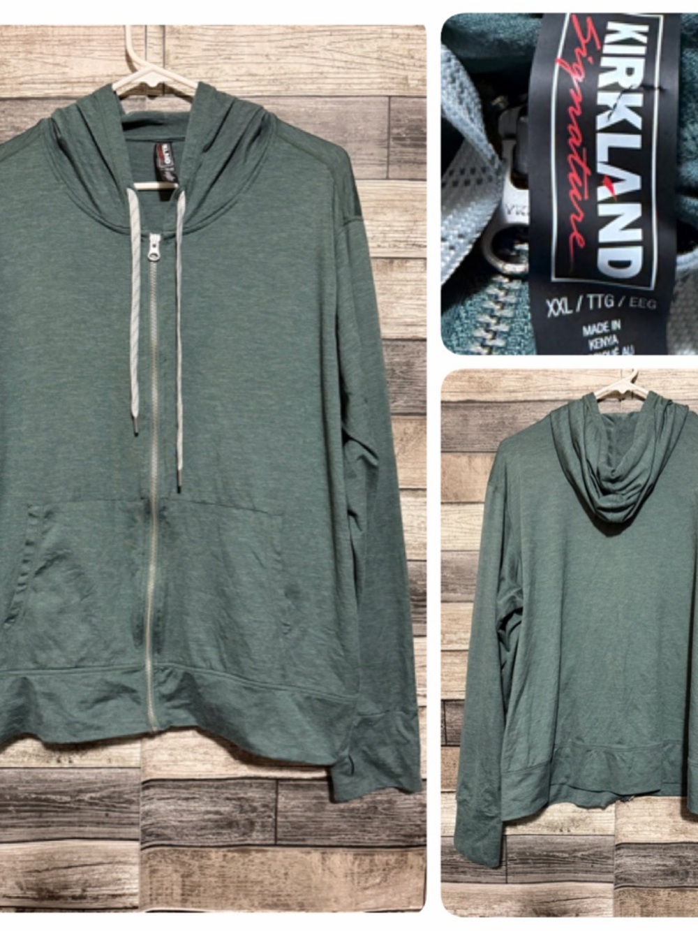 Kirkland Signature Lightweight Full Zip Hoodie Women’s XXL Green Stretch